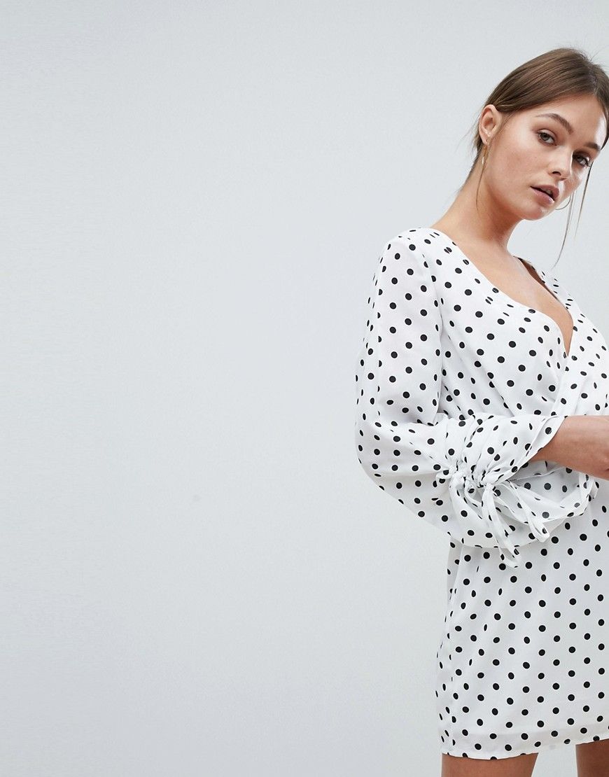 PrettyLittleThing Ruched Polka Dot Dress - Multi | ASOS US