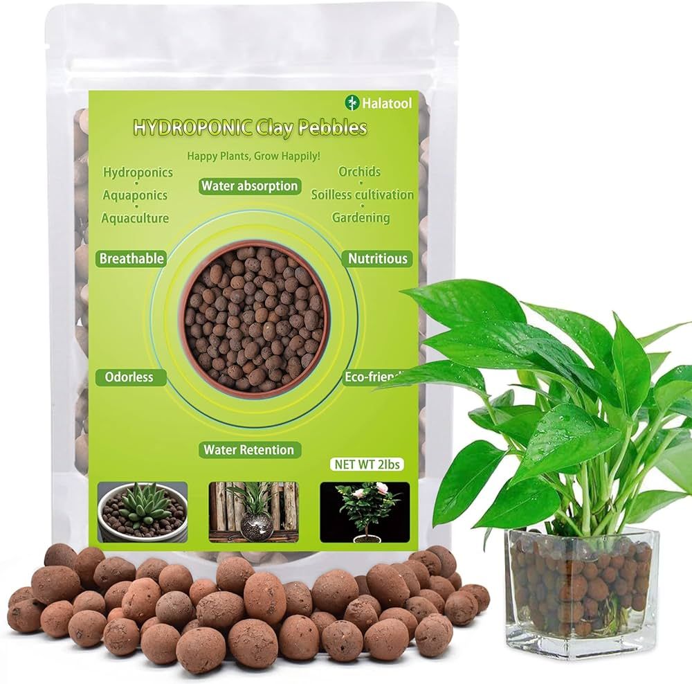 Halatool 2 LBS Organic Clay Pebbles- 4mm-16mm 100% Natural Expanded Clay Pebbles for Hydroponic G... | Amazon (US)