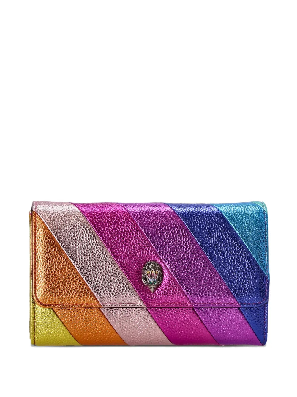 Kurt Geiger London rainbow-stripe metallic clutch bag - Pink | Farfetch Global