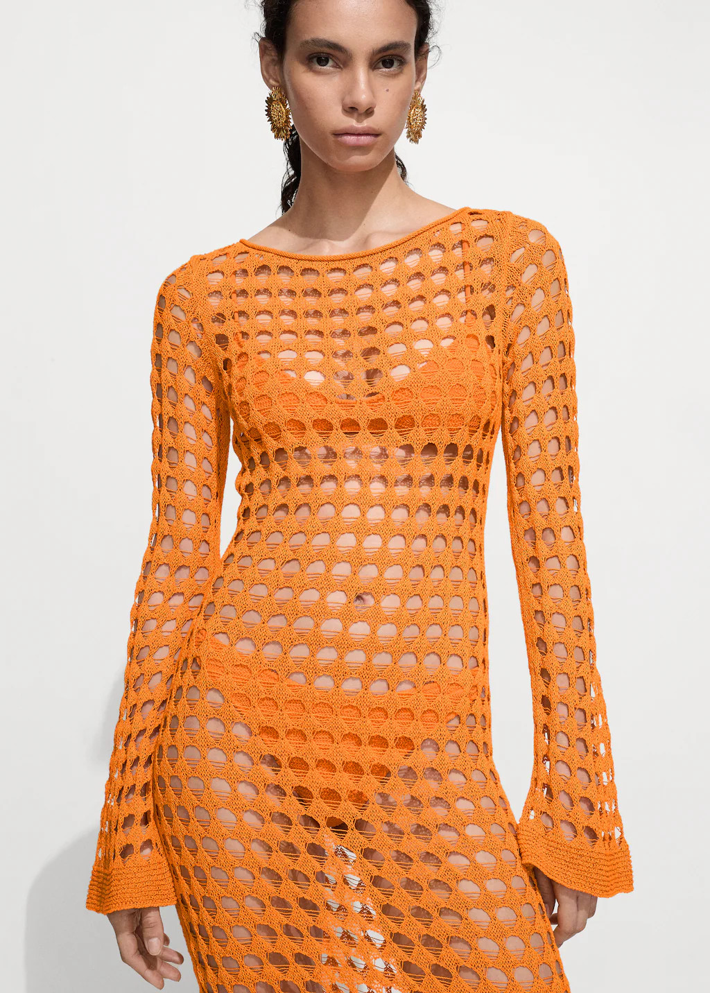 Long openwork knitted dress | MANGO (US)