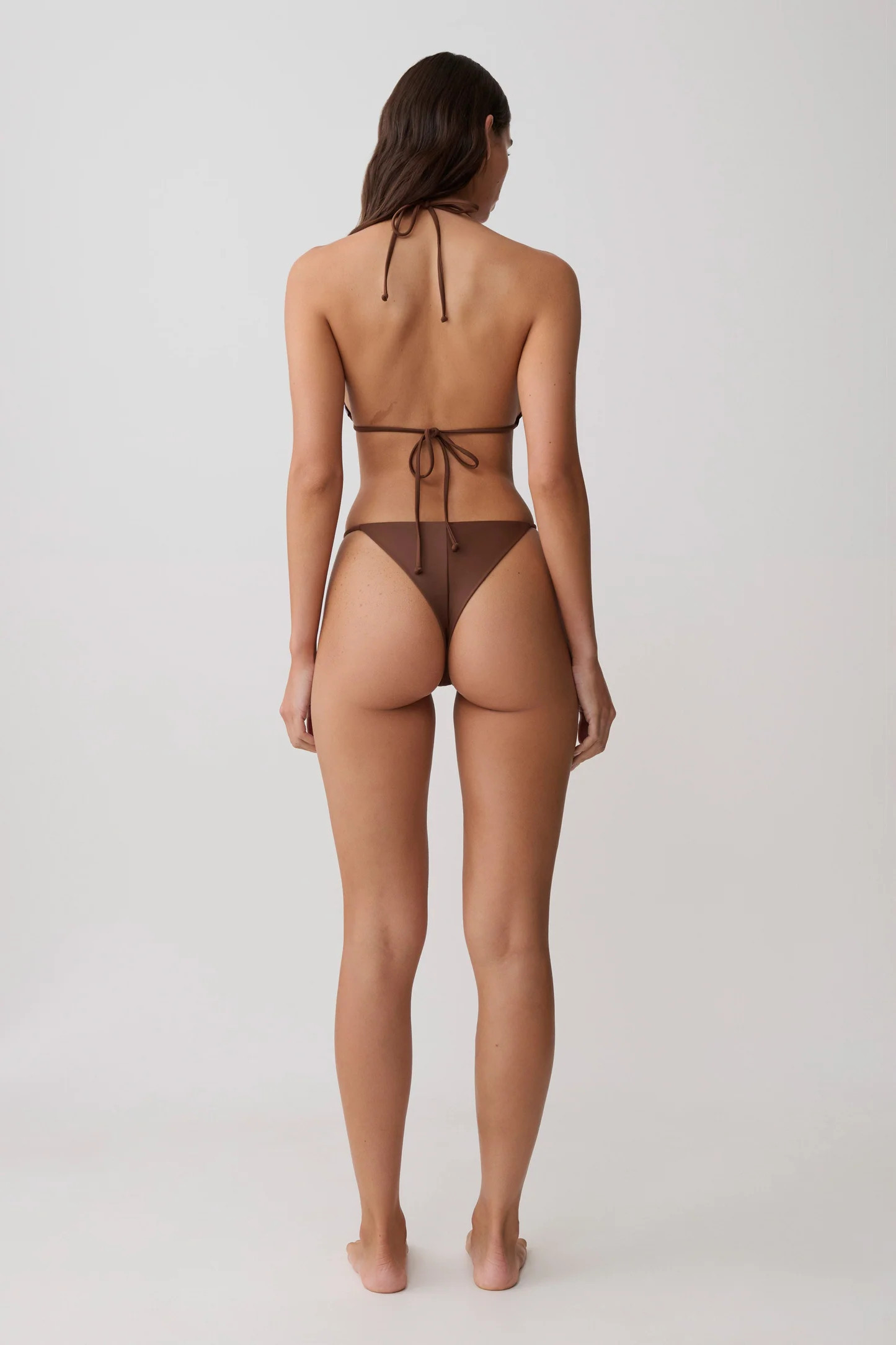 Bloom Embroidered Bikini Bottom - Chocolate With Pale Blue Embroidery | MESHKI US