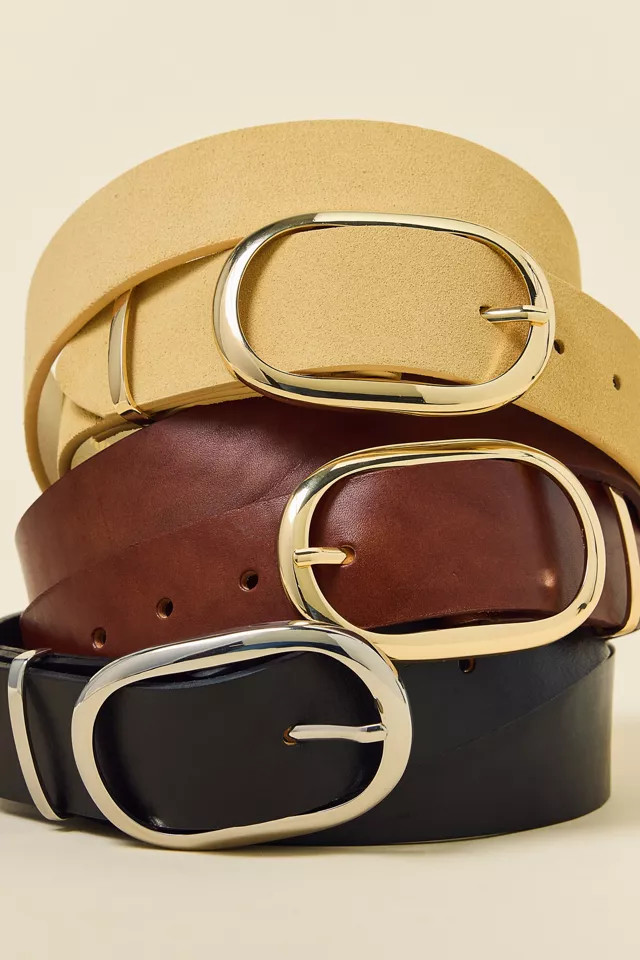 BDG Kayla Oval Buckle Wide Leather Belt in Brown, Women's at Urban Outfitters | Urban Outfitters (US and RoW)