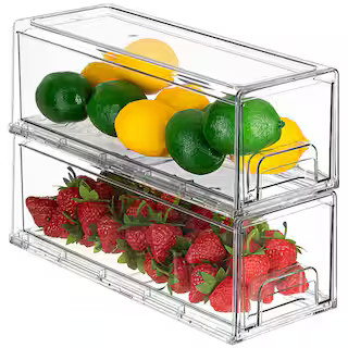 Sorbus 2 Pack Small Clear Plastic Storage Pull Out Fridge Drawer for fridge FR-PBSM2 - The Home D... | The Home Depot