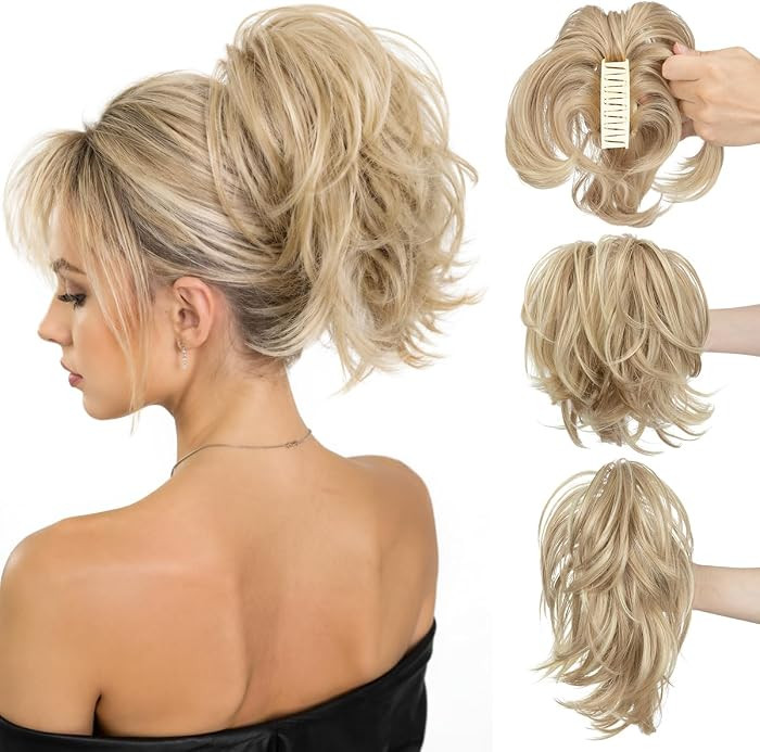 Claw Clip Short Ponytail Hair Extensions DIY Bendable Metals Messy Bun Hair Piece for Wonen Strai... | Amazon (US)