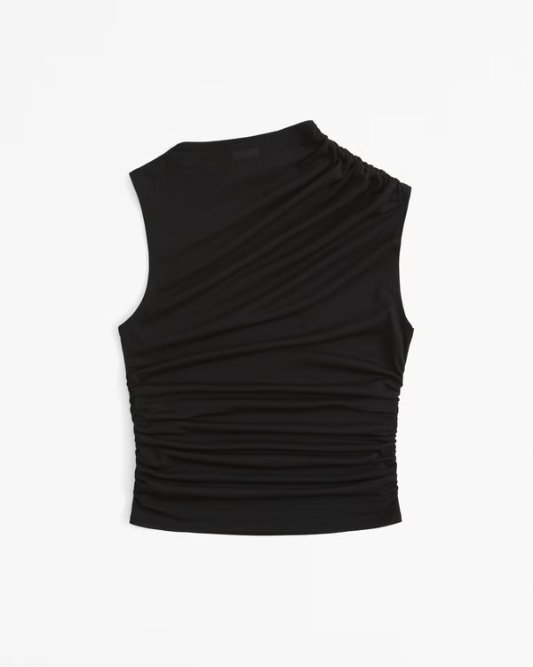 Mesh Draped Crew Top | Abercrombie & Fitch (US)