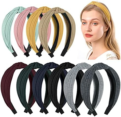 Sunolga 10pcs Knotted Headbands for Women Girl Soft Knitted Headbands for Women's Hair | Amazon (US)