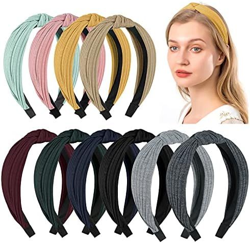 Amazon.com: Sunolga 10pcs Knotted Headbands For Women Girl Soft Knitted Headbands For Women's Hai... | Amazon (US)