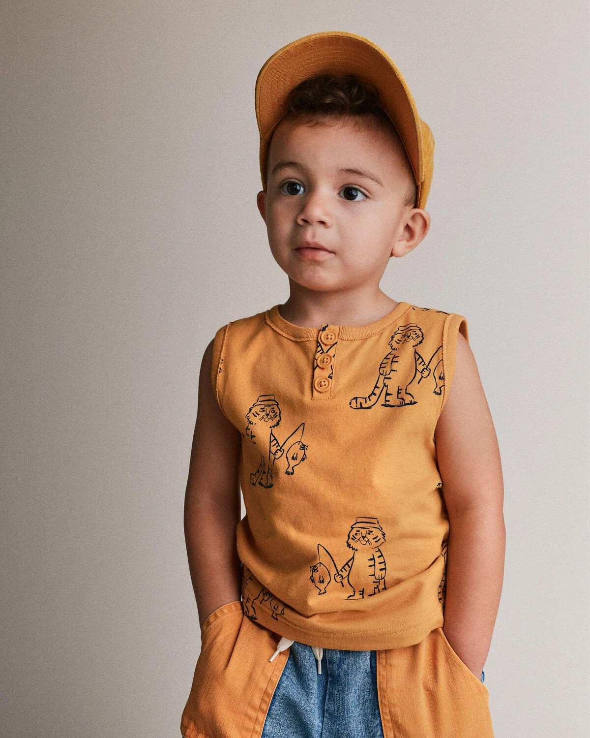 Toddler Boy Henley Tank in Fishing Tiger Print - Golden Yellow - Otter Avenue | Carter's | Carter's Inc