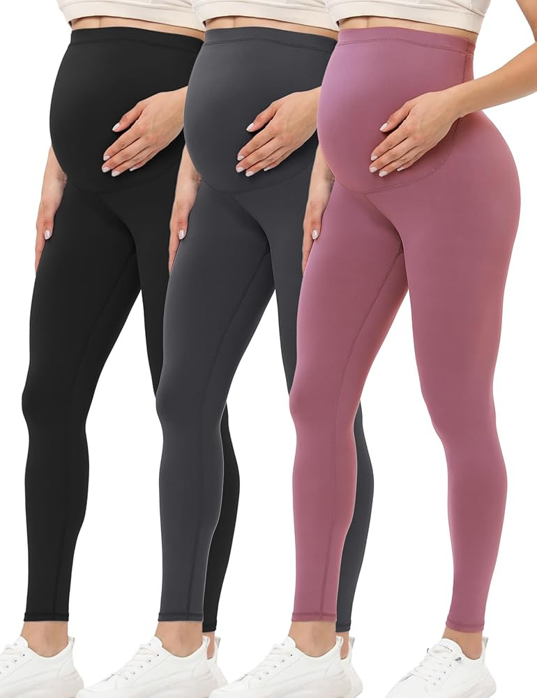 Buttergene Women's Maternity Leggings Over The Belly Maternity Yoga Pants Workout Pregnancy Leggi... | Amazon (US)
