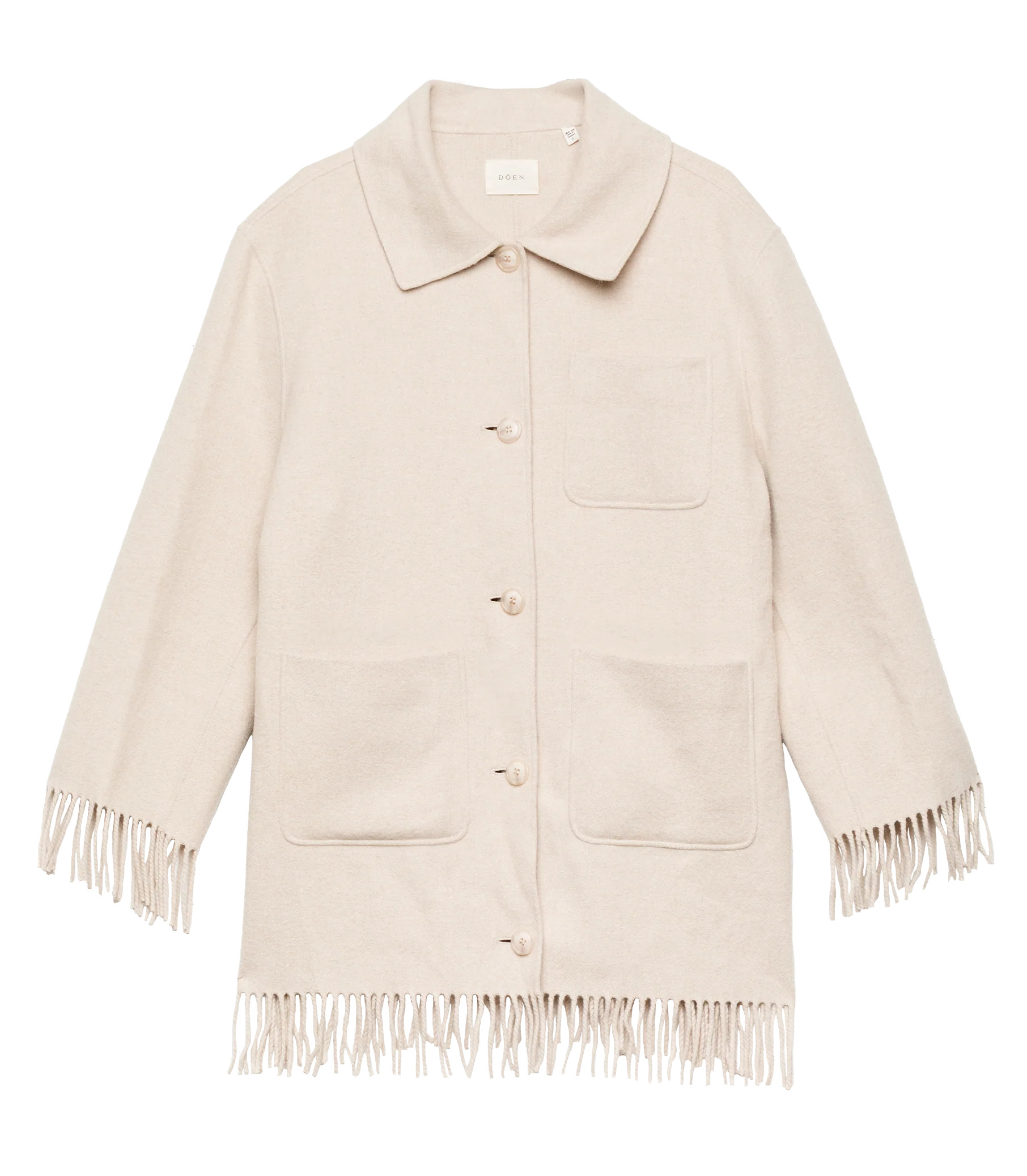 Germain Fringe Coat - Butter Cream | DÔEN | DOEN