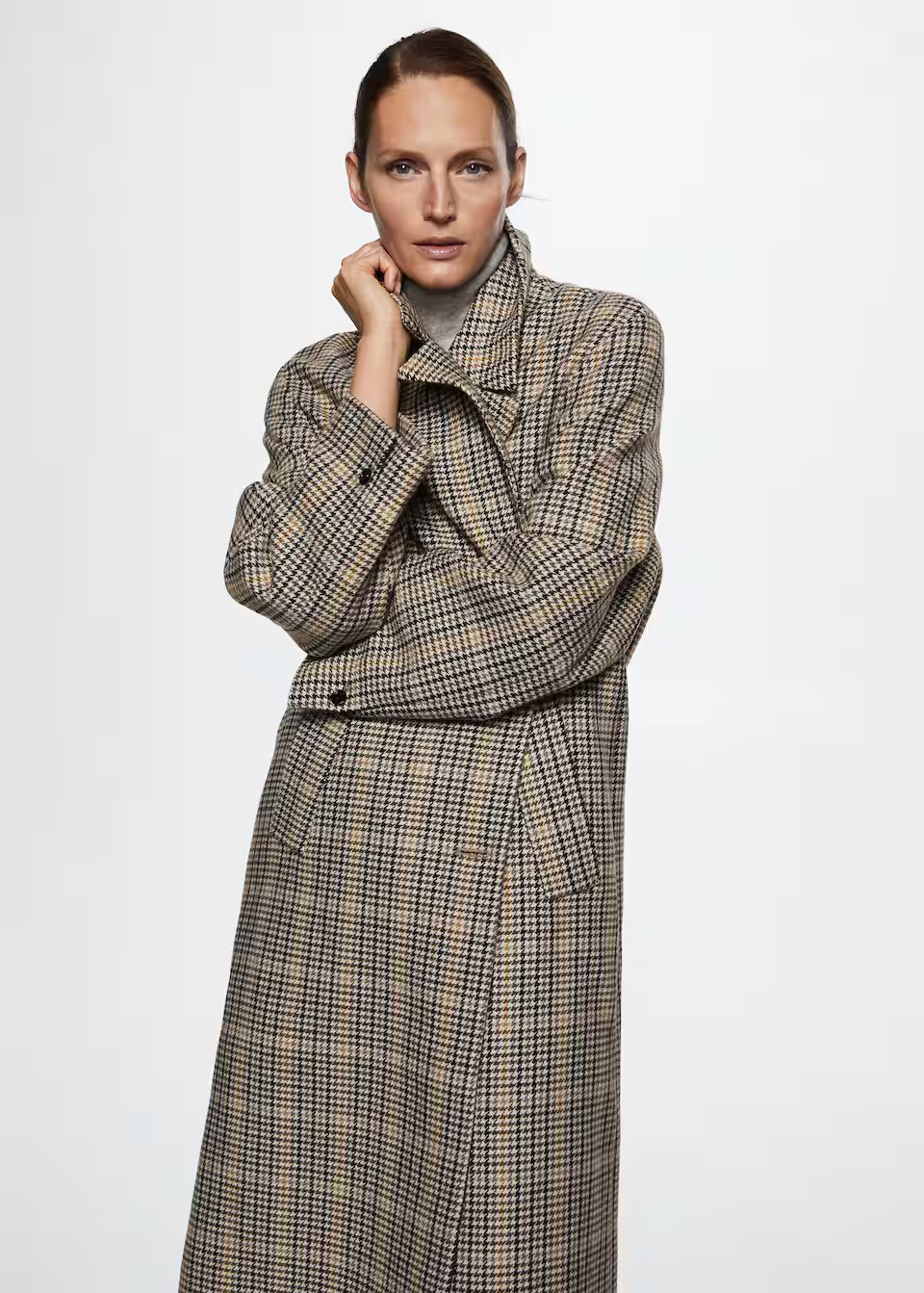 Houndstooth wool-blend coat -  Women | Mango USA | MANGO (US)
