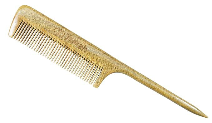 YunZh Rat Tail Comb,Natural Green Sandalwood Fine Tooth Wooden Comb for Women | Amazon (US)