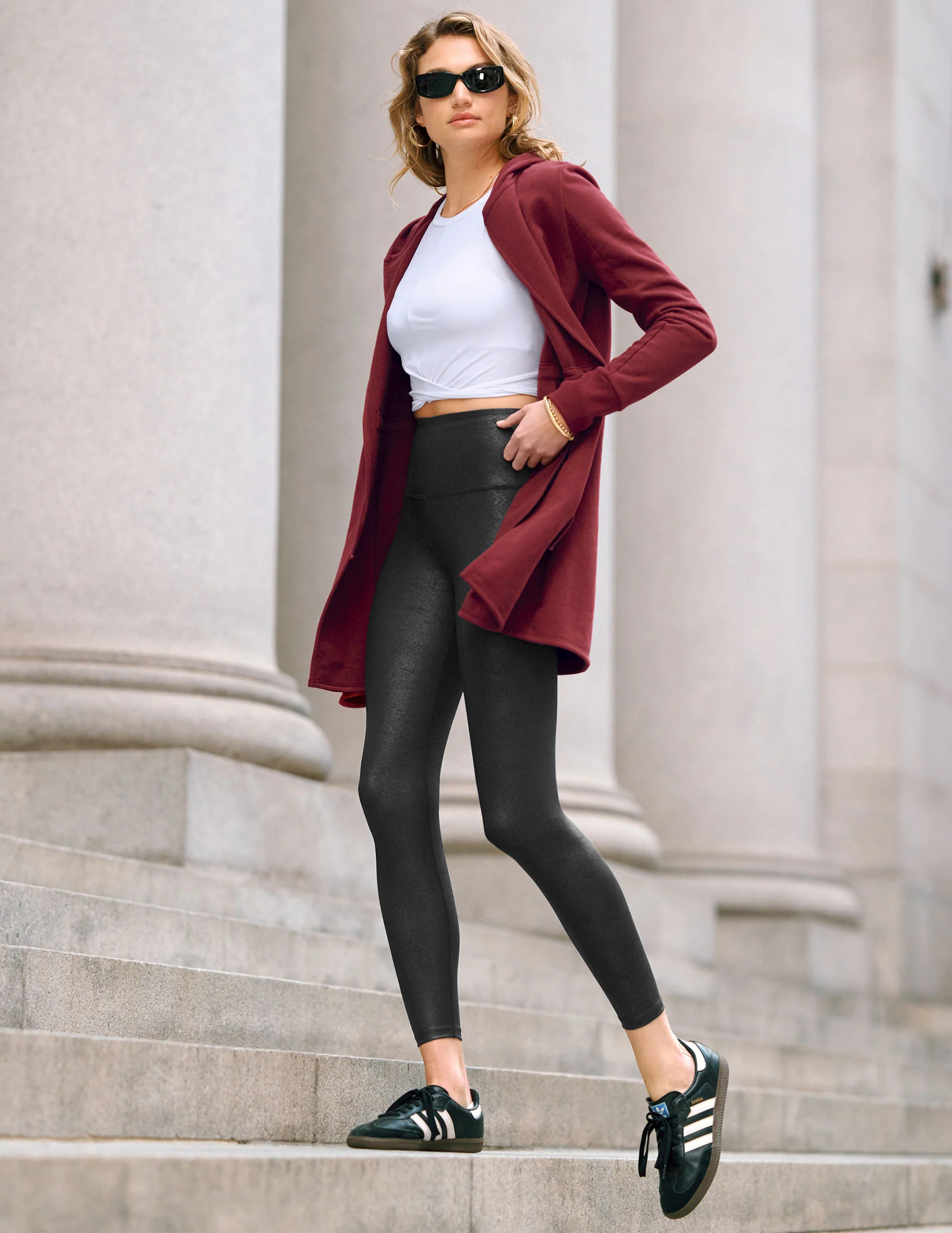Luxe Leatherette High Waisted Midi Legging | Beyond Yoga | Beyond Yoga
