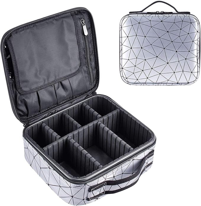 Travel Makeup Train Case Make Up Cosmetic Organizer Bag Makeup Tool Storage with Adjustable Compa... | Amazon (US)