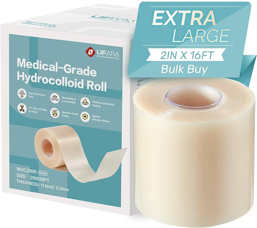 LIFARA Hydrocolloid Roll for Wound Care - Cut-to-Size, Hydrocolloid Patch Bandages with Self-Adhe... | Amazon (US)