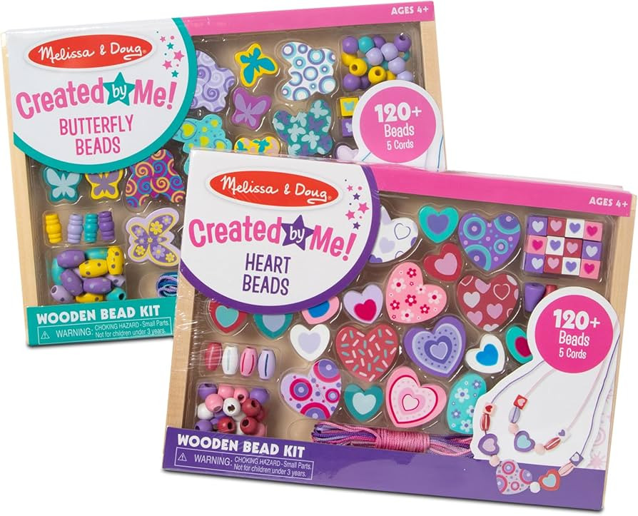 Melissa & Doug Sweet Hearts and Butterfly Friends Bead Set of 2-250+ Wooden Beads | Amazon (US)