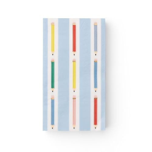 Bonjour Fête Light Blue Cabana Pencil Stripe Guest Towels | 3-Ply Fancy Large Napkins for Graduation & Back to School | Party Table Decor | Party Supplies Decorations | Pack of 20, 1/6 Folded | Amazon (US)