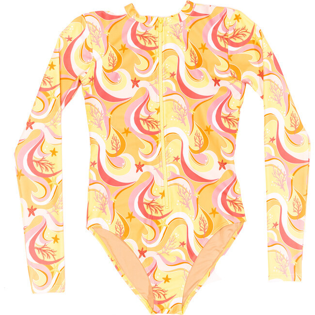 Women's Mila Long Sleeve One Piece, Ocean Candy Wave Cali Sun | Maisonette