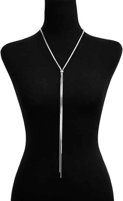 Dainty Long Gold Necklace for Women,Thin Herringbone Chain Necklace,Long Lariat Necklace Body Jew... | Amazon (US)