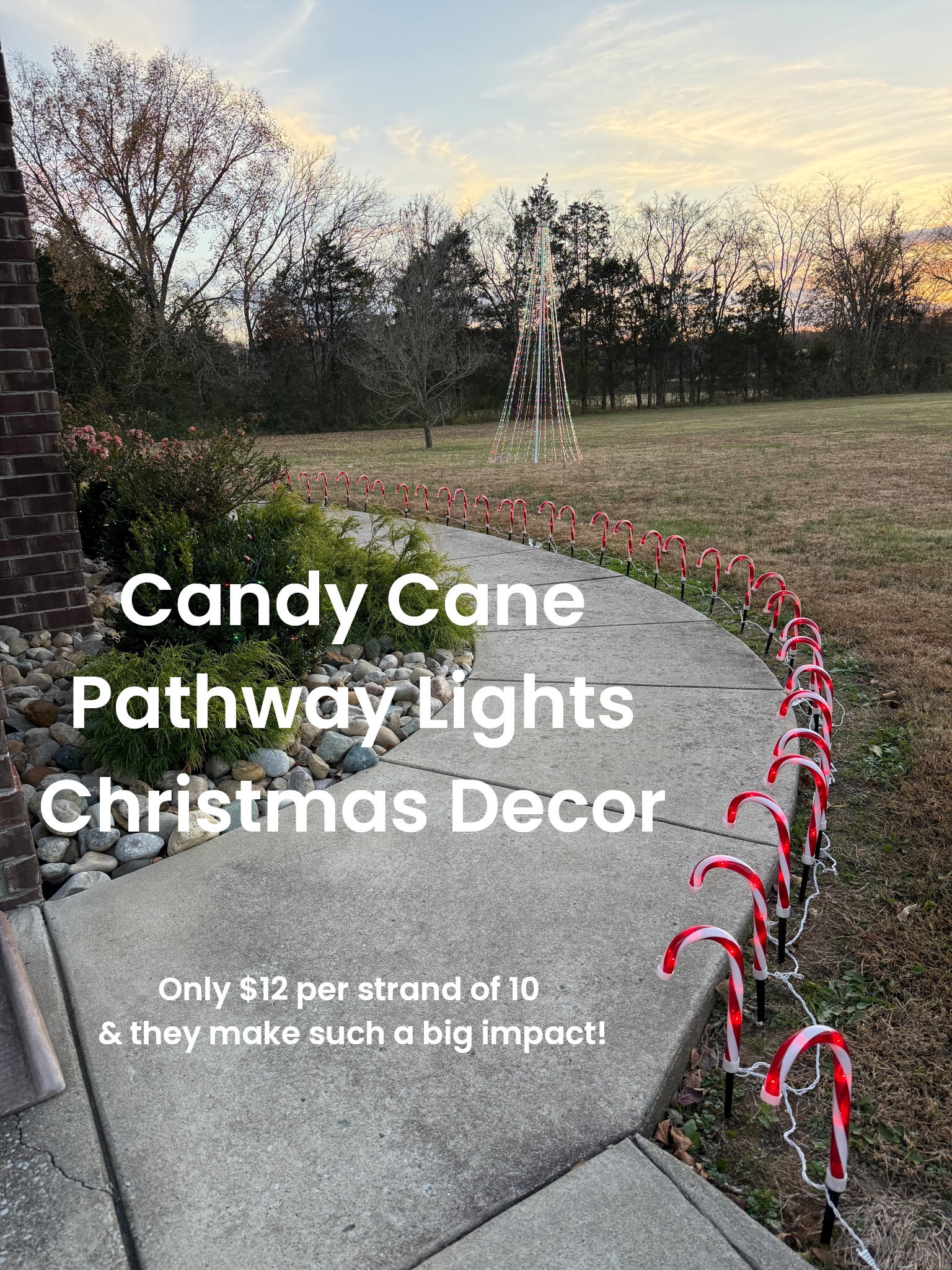 These candy cane stake lights are SO pretty and make such a big impact in your yard! They make any pathway / driveway / landscaping look amazing ❤️ You get 10 stakes for only $12 at Walmart and they cover a pretty big area 🙌

#LTKHoliday #LTKHome #LTKFindsUnder50