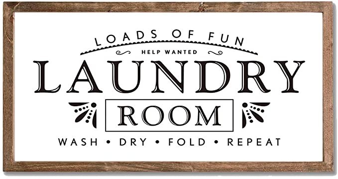 Laundry Signs for Home Decor Loads of Fun Laundry Room Wooden Sign | Amazon (US)