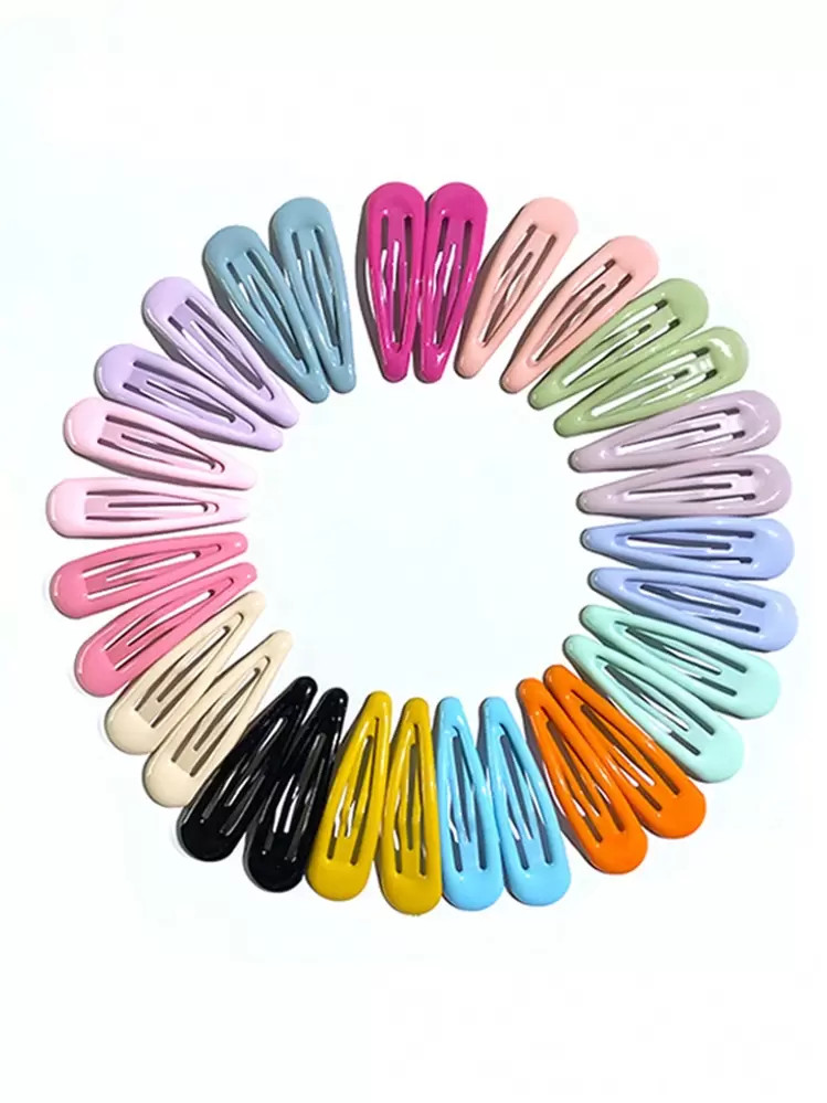 20pcs/Pack Random Color Resin Water Drop Shaped Hair Clips For Girls, Simple Design Bangs & Flyaway Hair Clips | SHEIN