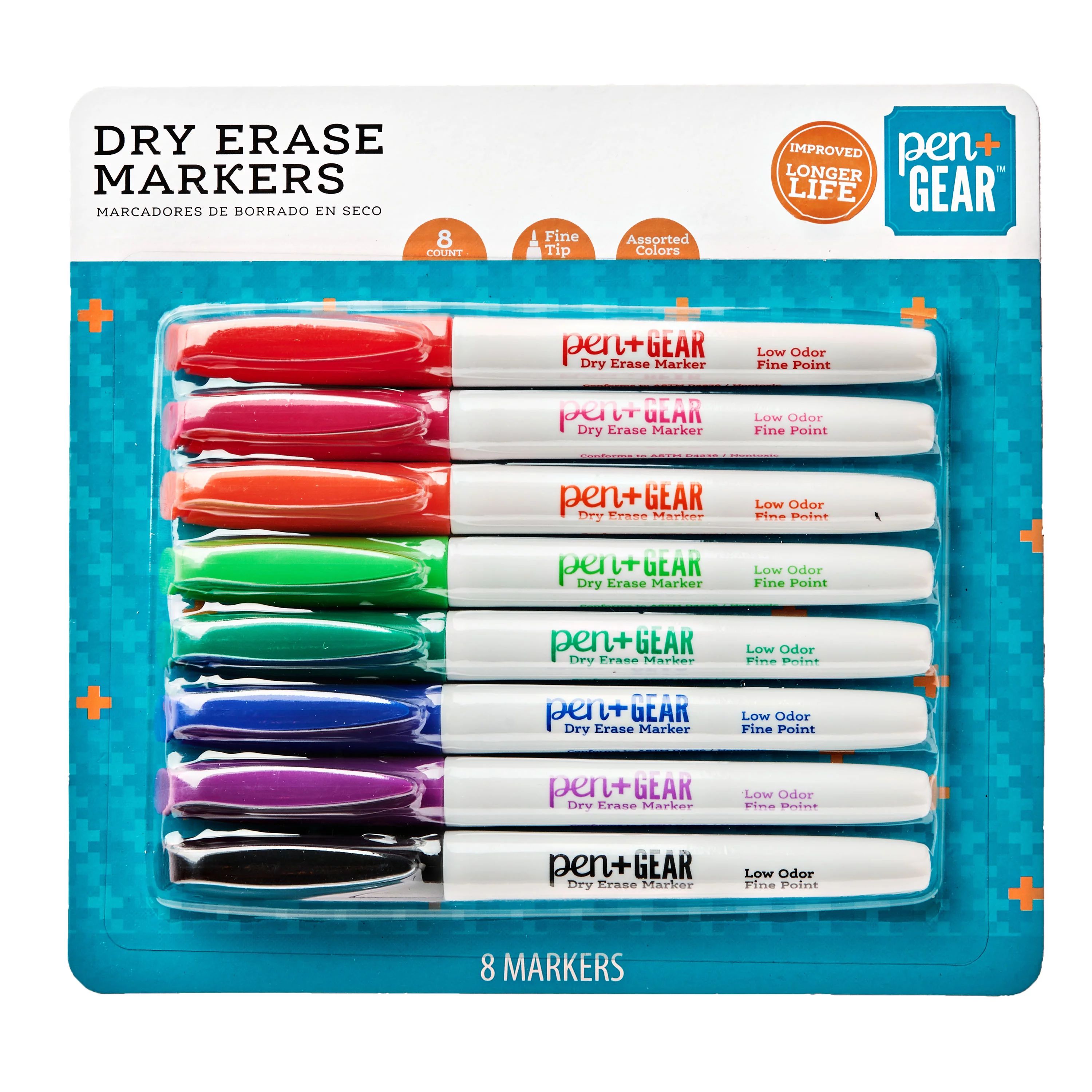 Pen + Gear Fine Tip Dry Erase Markers, Assorted Colors, 8 Count - Walmart.com | Walmart (US)