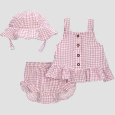 Carter's Just One You® Baby Girls' 3pc Gingham Tank Top with Bloomer and Hat Set - Purple 24M | Target