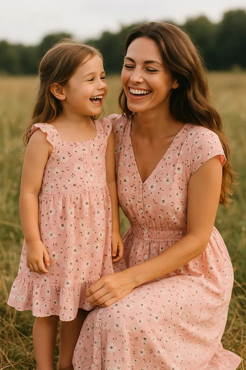 Pink Mommy and Me Dresses, Mommy & Me Matching Outfits, Pink Mom Daughter Dress, Mother Daughter ... | Etsy (US)