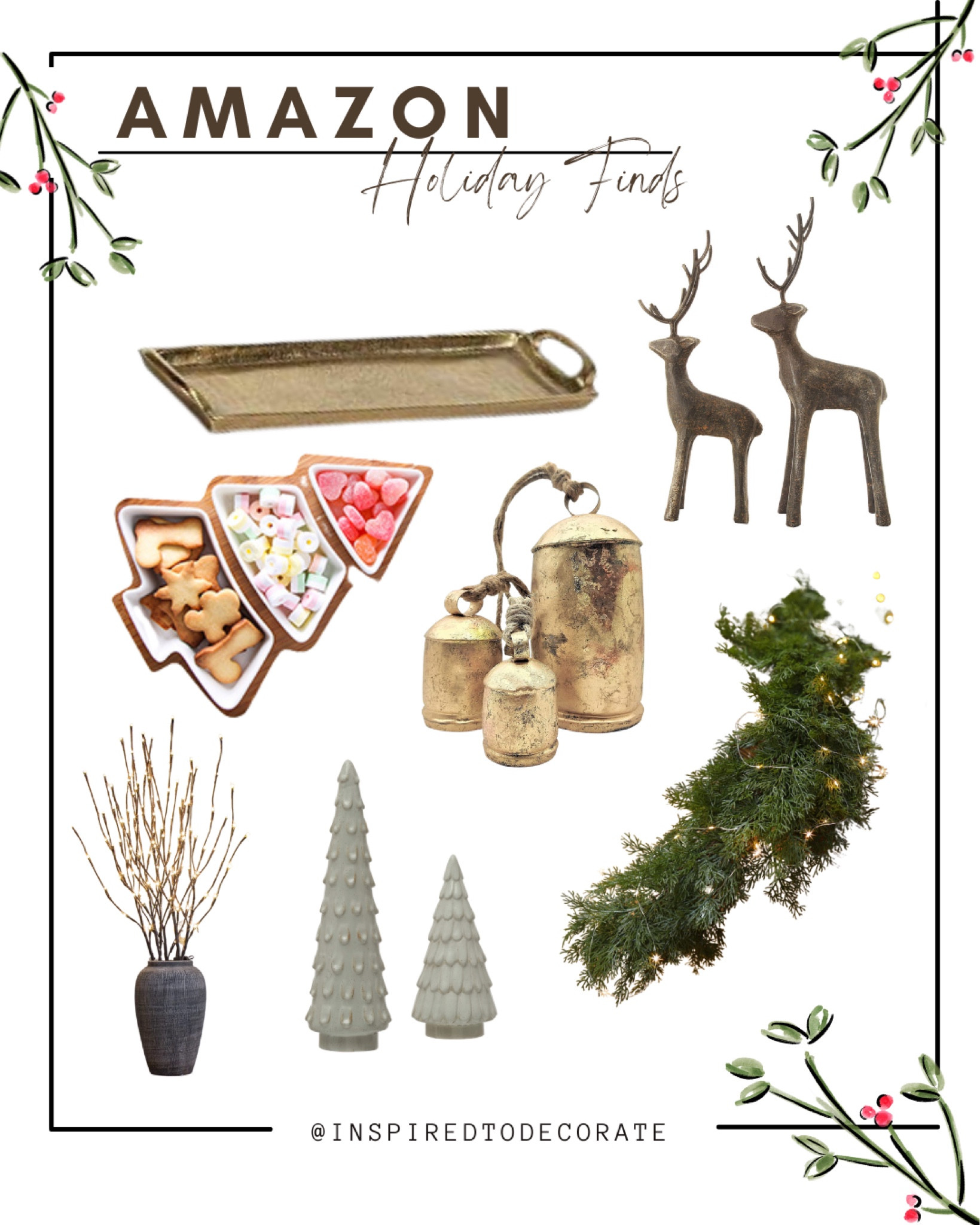 There are few items that are must haves this holiday season: harmony bells, deer, garlands, decorative trees, and prelit branches and trees.Here are some highly rated finds from those categories on Amazon! 

Holiday bells, deer, lit branches, tree snack tray, garland, candle tray, decorative trees! 

#LTKhome #LTKHoliday #LTKSeasonal