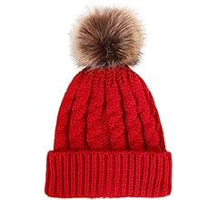 Livingston Women's Winter Soft Knit Beanie Hat with Faux Fur Pom Pom Warm Skull Cap Beanies for W... | Amazon (US)