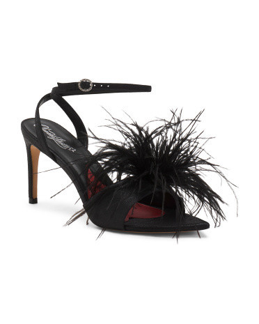 Leather Leah Feather Heeled Sandals For Women | TJ Maxx