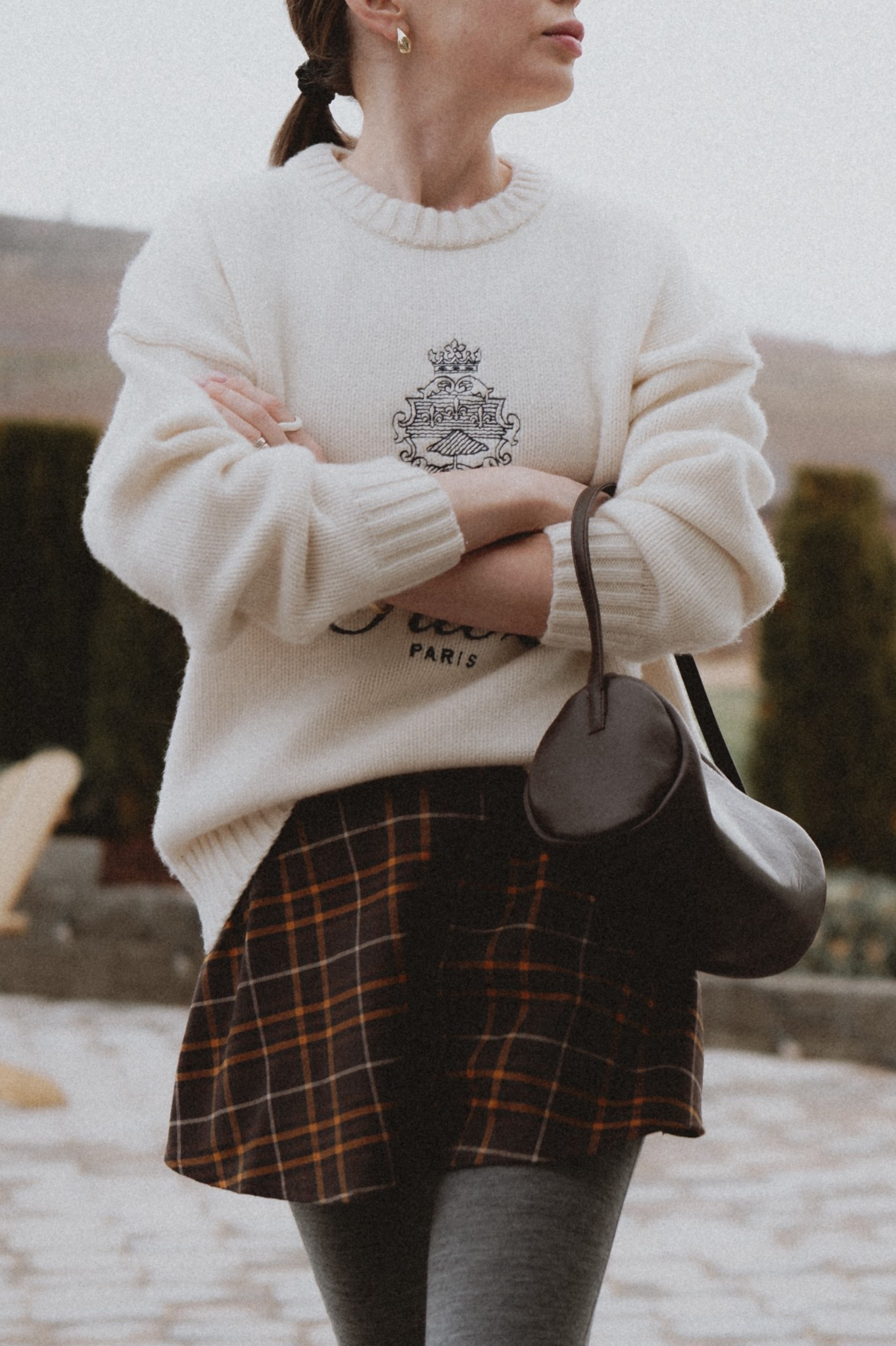 Frame + Ritz unisex cashmere sweater in cream styled with Free people mini skort. 

#LTKootd #LTKHoliday #LTKSeasonal