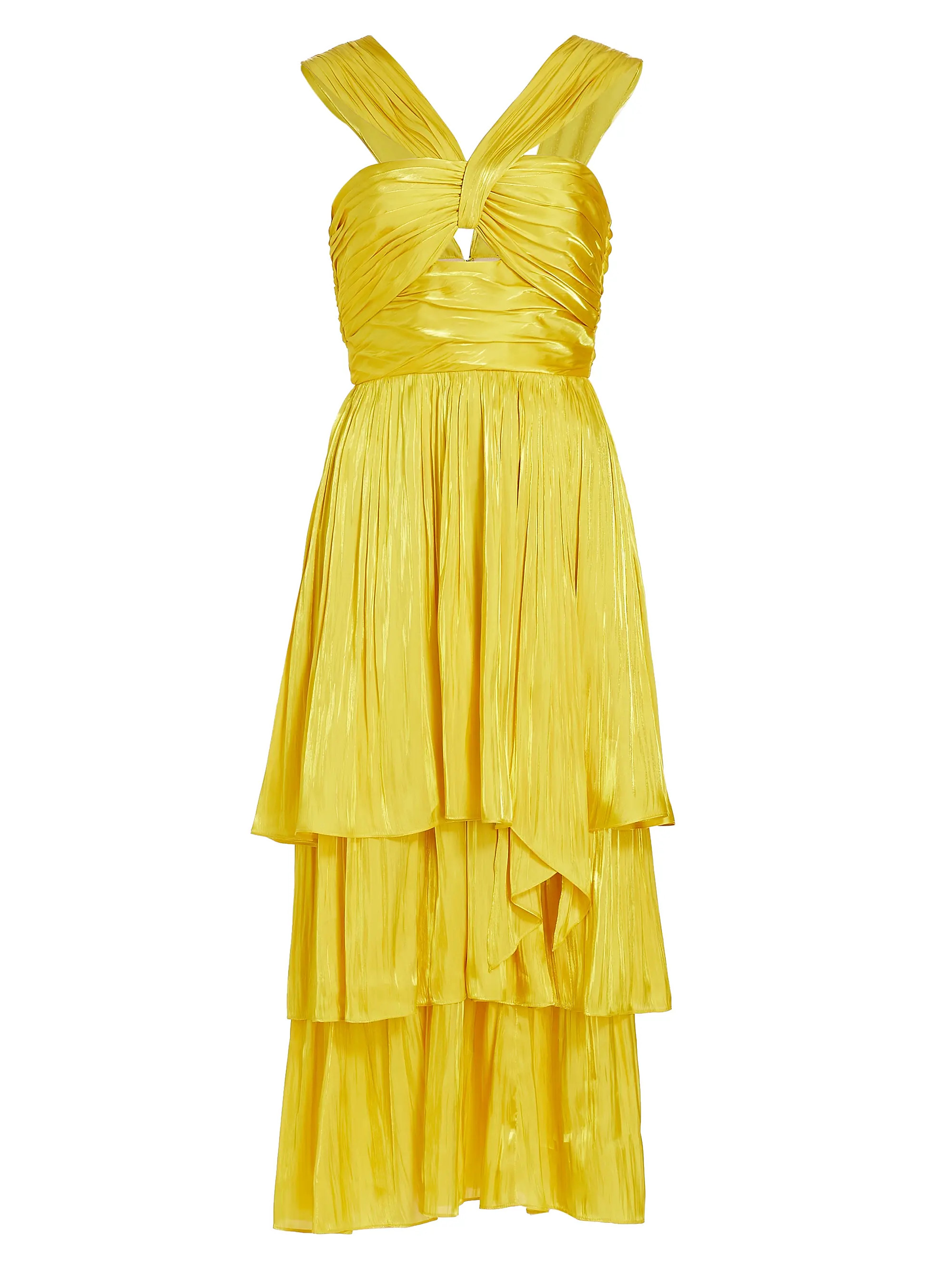Malia Pleated Satin Midi-Dress | Saks Fifth Avenue
