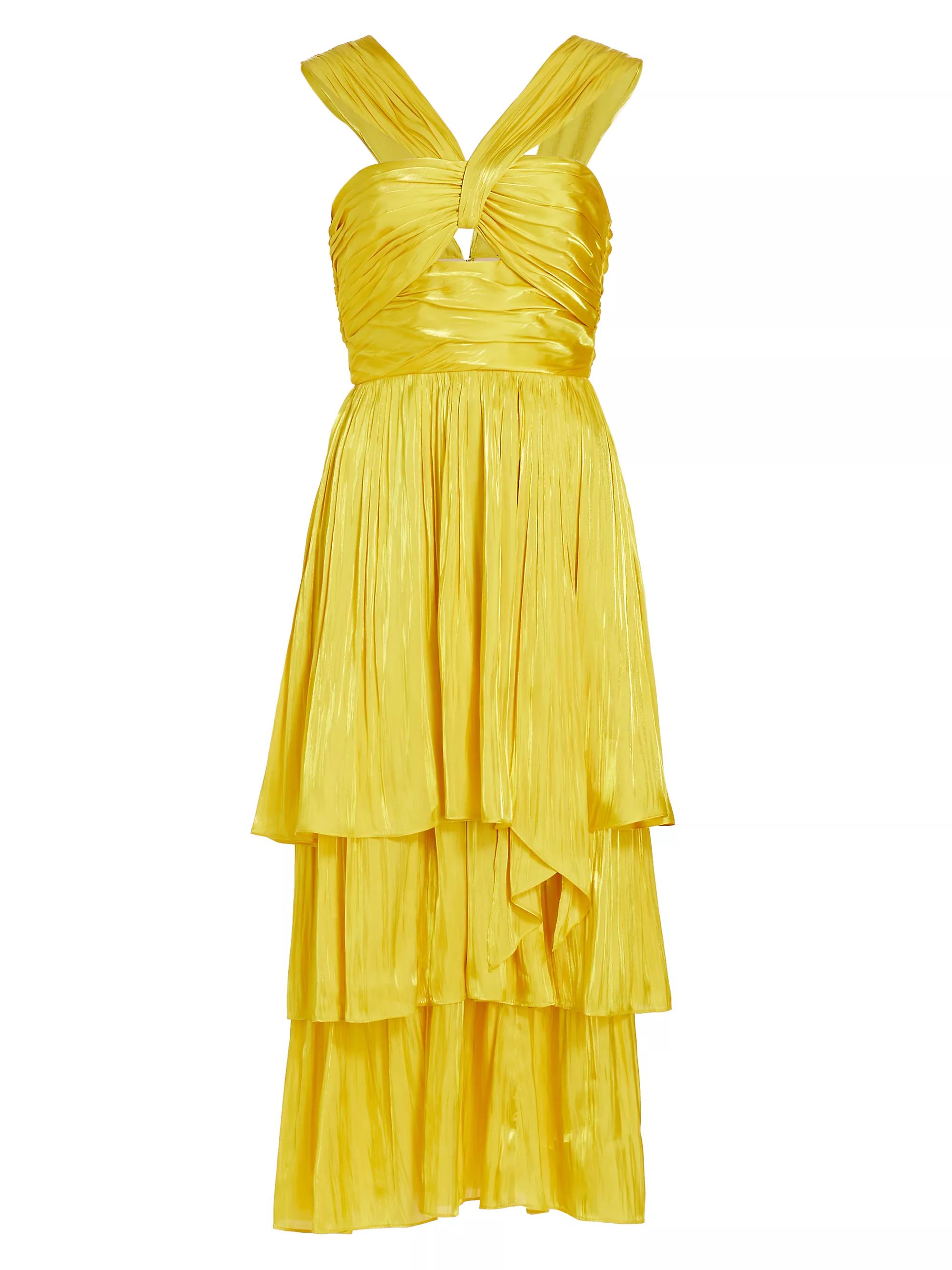 Malia Pleated Satin Midi-Dress | Saks Fifth Avenue