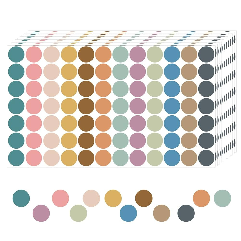 REGELETO Boho 4200 PCS 0.75 Inch 12 Colors Round Colored Dot Stickers for Toddlers Teaching Paper... | Amazon (US)