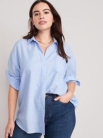 Oversized Button-Down Boyfriend Shirt | Old Navy (US)