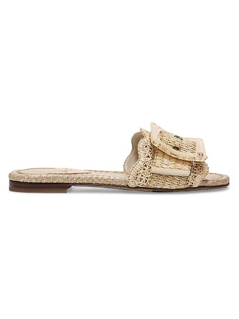 Bambi Raffia Buckle Slides | Saks Fifth Avenue