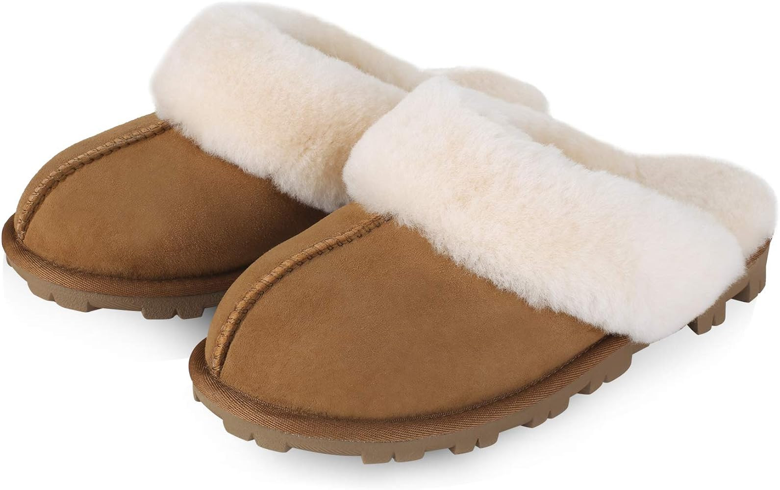 WaySoft Genuine Australian Sheepskin Women Slippers, Water-Resistant Warm and Fluffy Outdoor Hous... | Amazon (US)