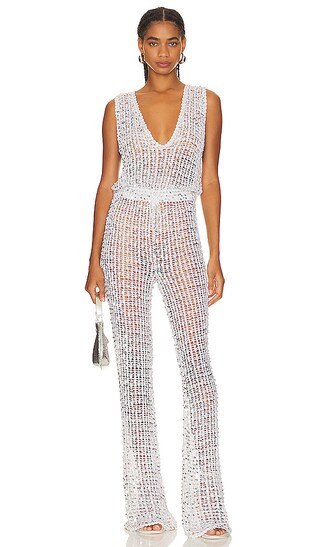 Nirvana Jumpsuit in White & Silver | Revolve Clothing (Global)