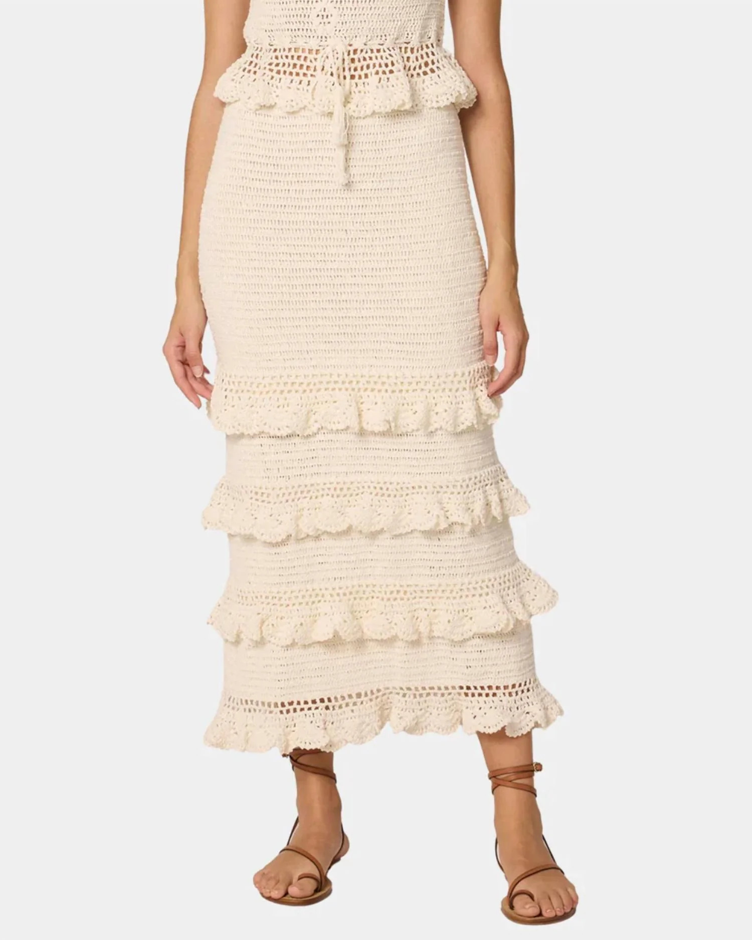 Serena Crochet Ankle Skirt In Ivory | Shop Simon