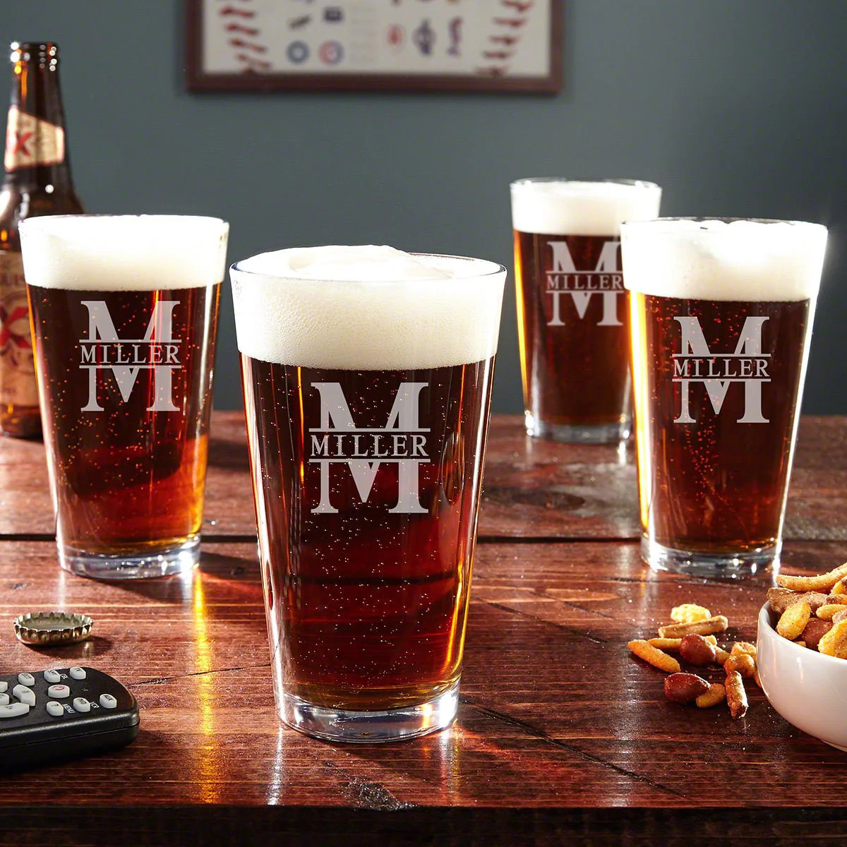 Engraved Pint Glasses, 4pc Set | HomeWetBar.com