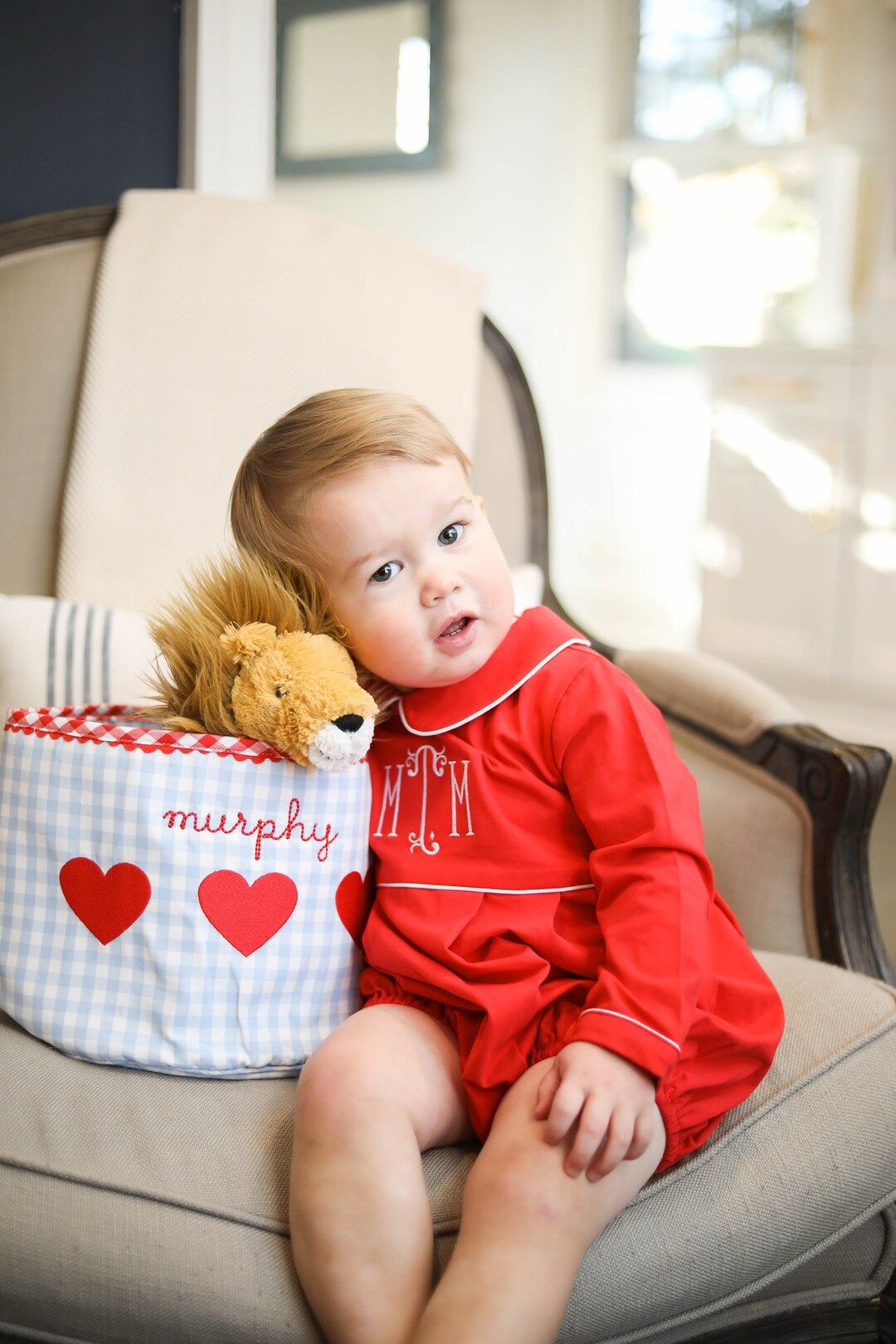Baby Red Bubble Bodysuit, Monogrammed Romper, Monogrammed Baby Bubble, Baby Valentines Bubble, Ba... | Etsy (US)