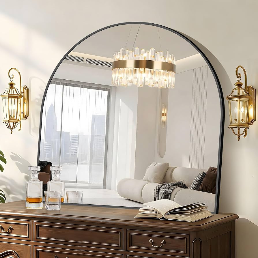 COFENY Arched Mirror, 42\u2019\u2019x42\u2019\u2019 Black Arch Mirror for Bathroom, Large Arched ... | Amazon (US)