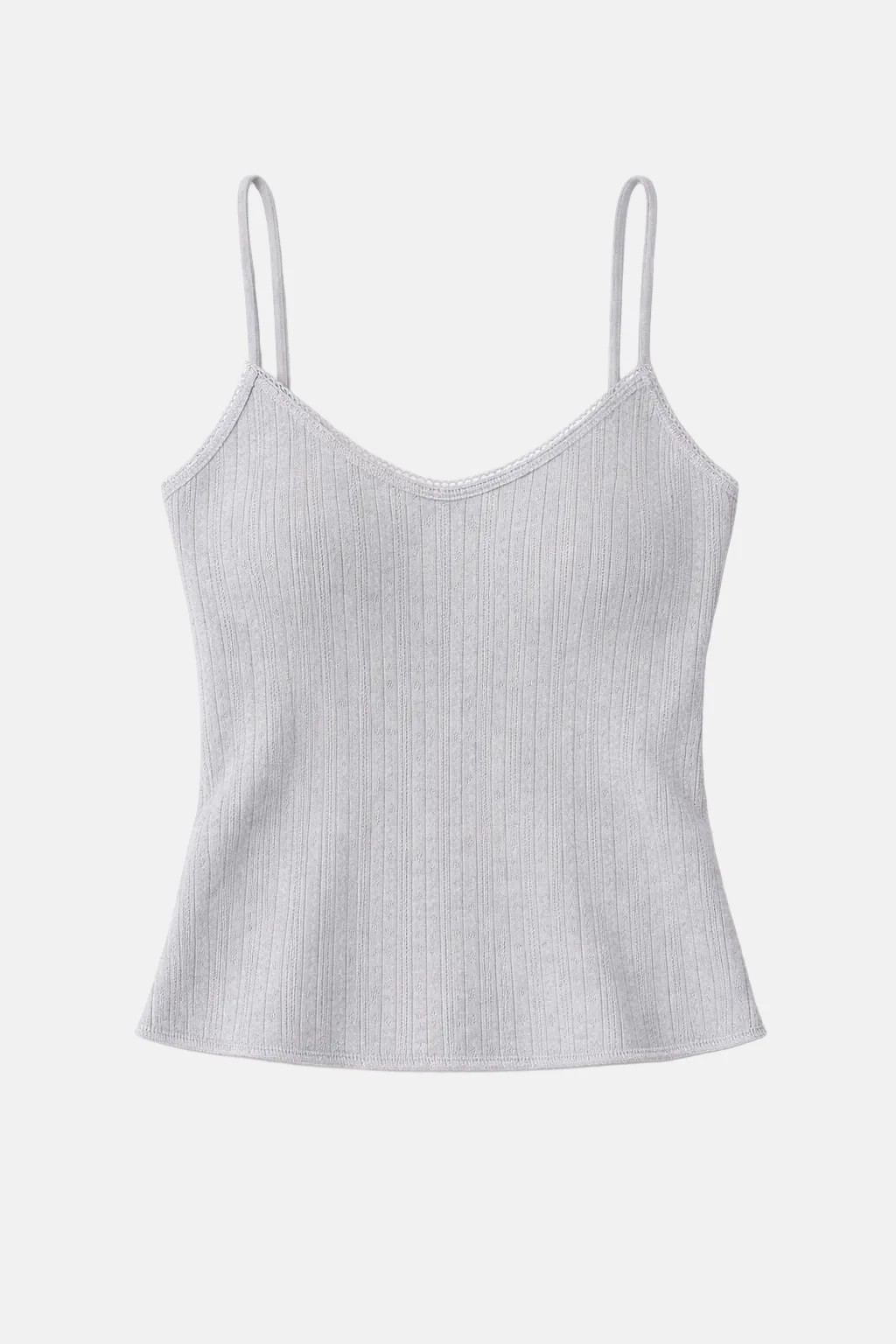 Pointelle Cami Heather Grey | Blue & Cream