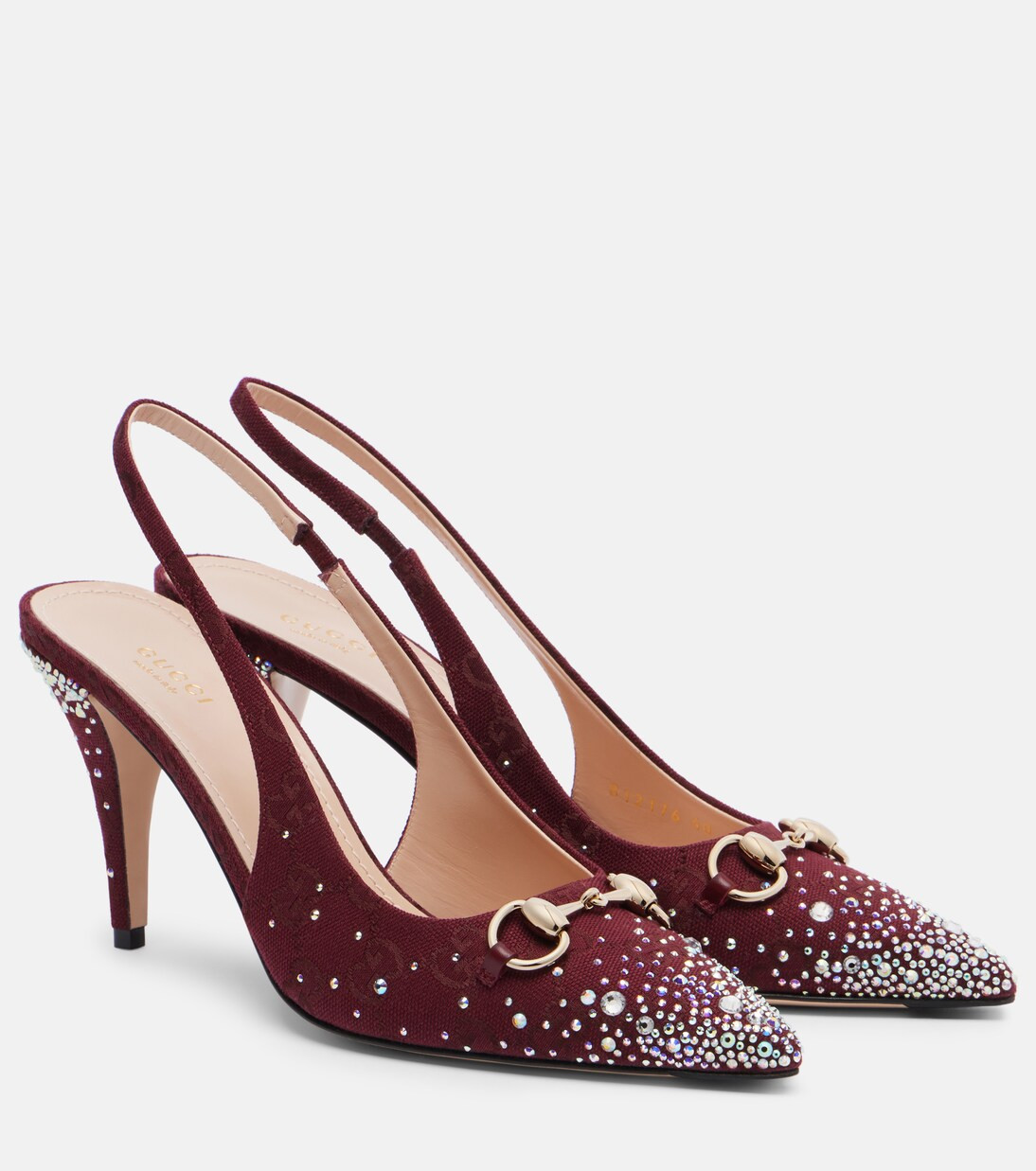 Horsebit GG Canvas 85 slingback pumps | Mytheresa (INTL)