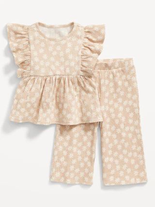 Sleeveless Ruffle-Trim Printed Top & Wide-Leg Pants Set for Baby | Old Navy (CA)