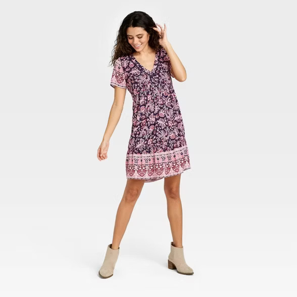 Women's Floral Print Short Sleeve Dress - Knox Rose™ | Target