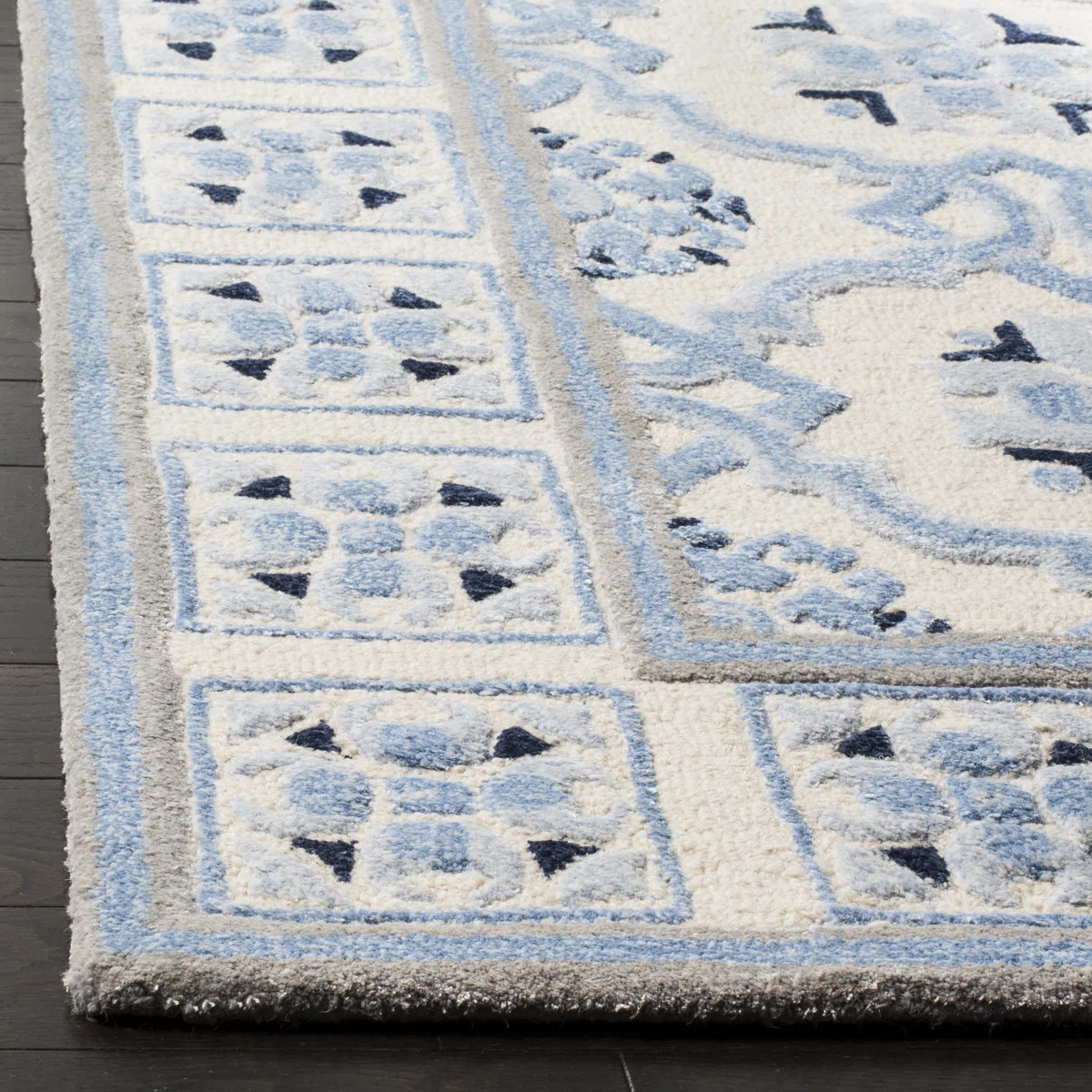 Cruz Hand Tufted Wool/Viscose Oriental Rug in Ivory Blue | Wayfair North America