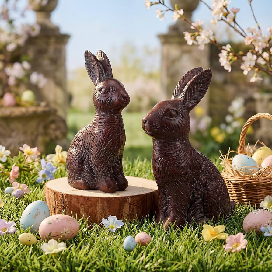 Thyle Chocolate Resin Bunny Statues Set of 2, Easter Brown Bunny Figurine Home Decoration Modern ... | Amazon (US)